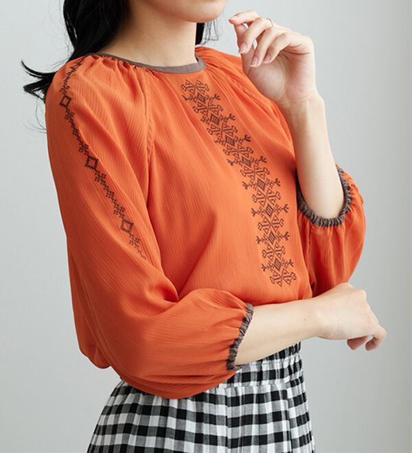 BELLUNA（ベルーナ）の「シフォン素材刺しゅうデザインブラウス（ブラウス）」｜詳細画像