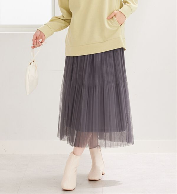 BELLUNA（ベルーナ）の「チュール素材プリーツスカート（ロングスカート）」｜詳細画像