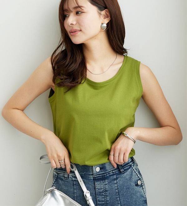 BELLUNA（ベルーナ）の「ヒンヤリ！綿１００％サマ見えタンクトップ（タンクトップ・キャミソール）」｜詳細画像