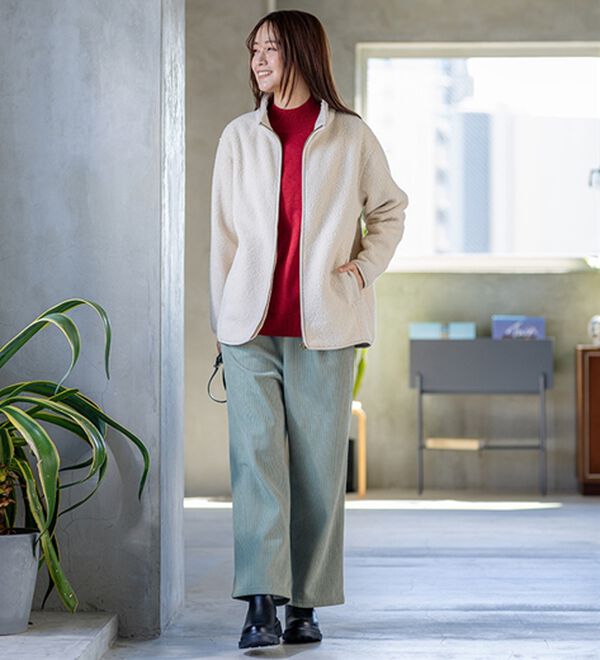 BELLUNA（ベルーナ）の「裏フリースボア素材スタンドネックブルゾン（ブルゾン）」｜詳細画像