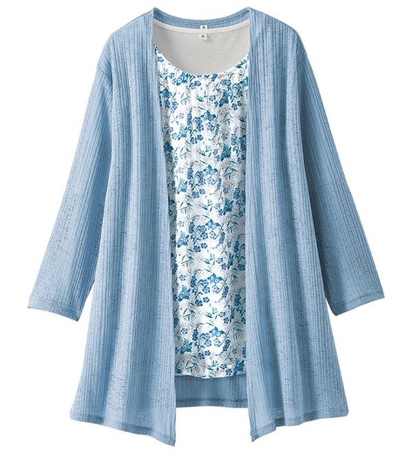 BELLUNA（ベルーナ）の「シフォンプリントカーディガンアンサンブル（アンサンブル）」｜詳細画像