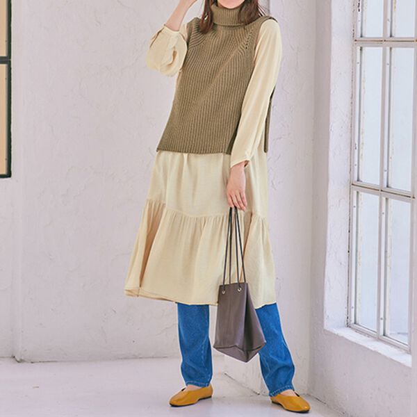 BELLUNA（ベルーナ）の「ベストとセットになったティアードワンピース（その他ワンピース）」｜詳細画像