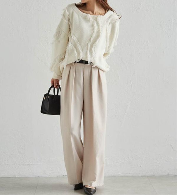 RANAN（ラナン）の「ウール調２タックワイドパンツ（フルレングスパンツ）」｜詳細画像