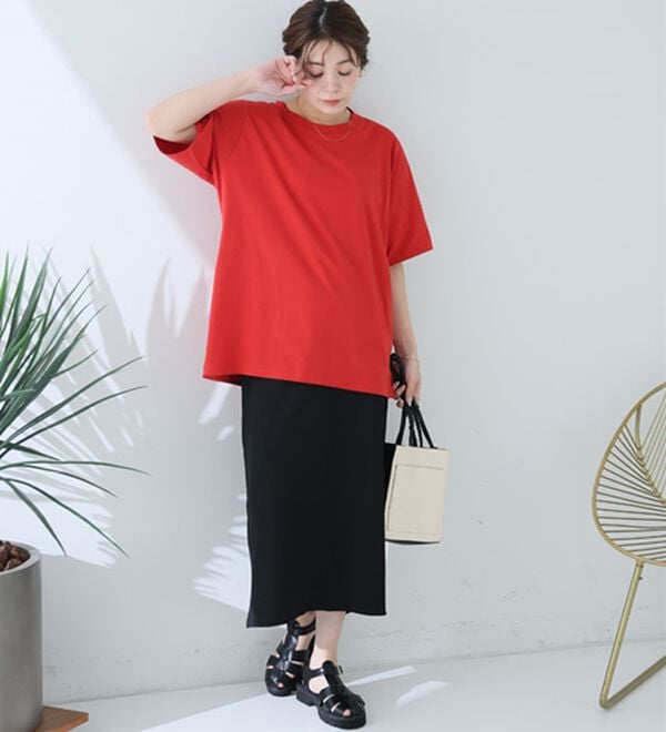 A HAPPY MARILYN（アハッピーマリリン）の「【Ｌ～８Ｌ】ＵＳＡコットン１００％ベーシックＴシャツ（Tシャツ）」｜詳細画像