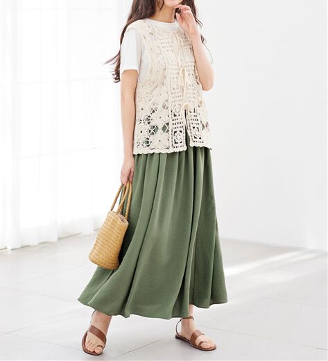 gasa* ガサ リネン フレア ギャザースカート ガサ gasa* リネン