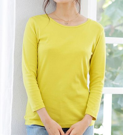 LAVIENNE（ラヴィエンヌ）の「【ＵＶカット】着回し力抜群！綿１００％クルーネックプルオーバー（８分袖）＜カラフルコットン＞（肌着・インナーウェア）」