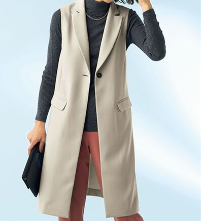 BELLUNA（ベルーナ）の「一枚でスタイルアップ！ツイル素材ロングジレ（ジレ）」