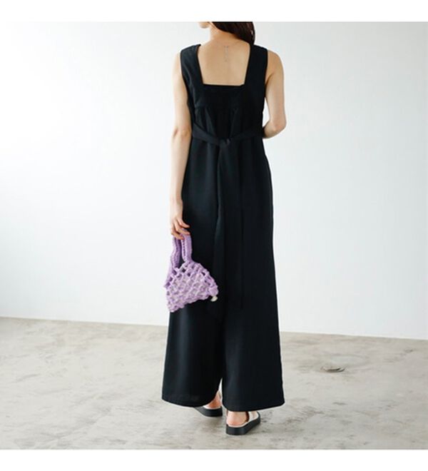 GeeRA（ジーラ）の「リネンタッチリボンサロペットパンツ（オールインワン）」｜詳細画像