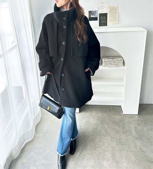 GeeRA（ジーラ）の「リングウールライクスタンドカラーコート（ハーフコート）」｜詳細画像