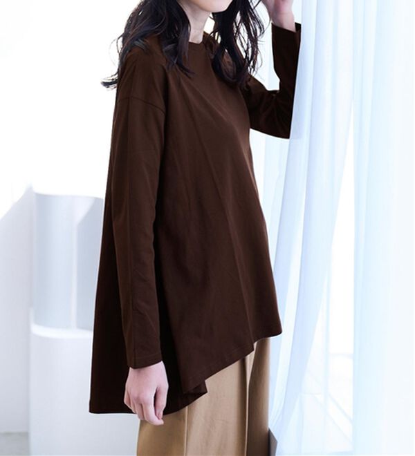 RANAN（ラナン）の「＜ＢＣ＞綿１００％ひんやりフレアーシルエットチュニック（カットソー）」｜詳細画像