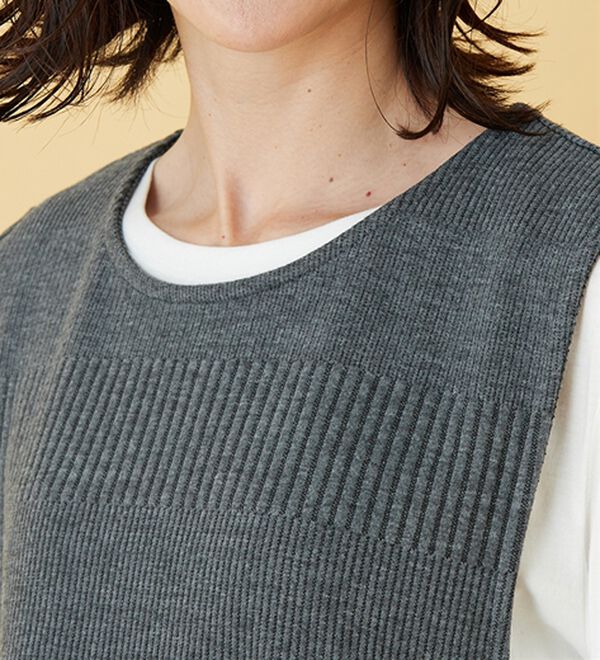 BELLUNA（ベルーナ）の「ボーダージャカード素材釦使いジャンパードレス（ジャンパースカート）」｜詳細画像