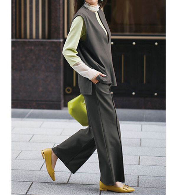 RANAN（ラナン）の「きれい見えピンタックカットソーワイドパンツ＜毛玉になりにくい＞【セットアップ対応】（ワイドパンツ・ガウチョ）」｜詳細画像