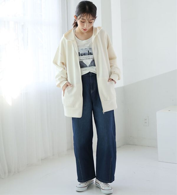 A HAPPY MARILYN（アハッピーマリリン）の「【Ｌ～６Ｌ】なめらかさらり美人なダンボールジップパーカースウェット（パーカー）」｜詳細画像