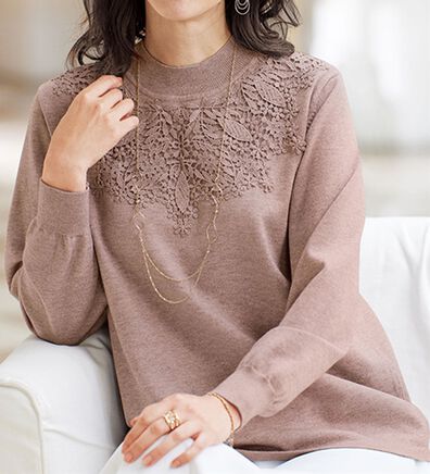 BELLUNA（ベルーナ）の「ケミカルレース使いデザインセーター（ニット・セーター）」