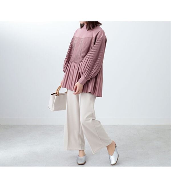 BELLUNA（ベルーナ）の「カットツイル素材ストレートパンツ（フルレングスパンツ）」｜詳細画像