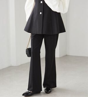 RANAN（ラナン）の「美脚見えツイルフレアーパンツ（フルレングスパンツ）」｜ブラック