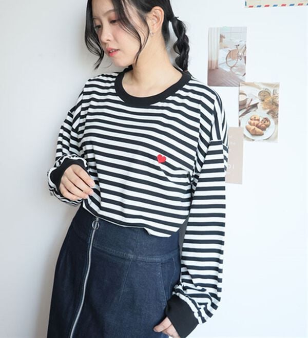 A HAPPY MARILYN（アハッピーマリリン）の「【Ｌ～８Ｌ／選べるデザイン】綿１００％ロングＴシャツ（Tシャツ）」｜詳細画像