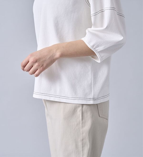 BELLUNA（ベルーナ）の「ヒンヤリ！袖デザイン配色ステッチプルオーバー（カットソー）」｜詳細画像