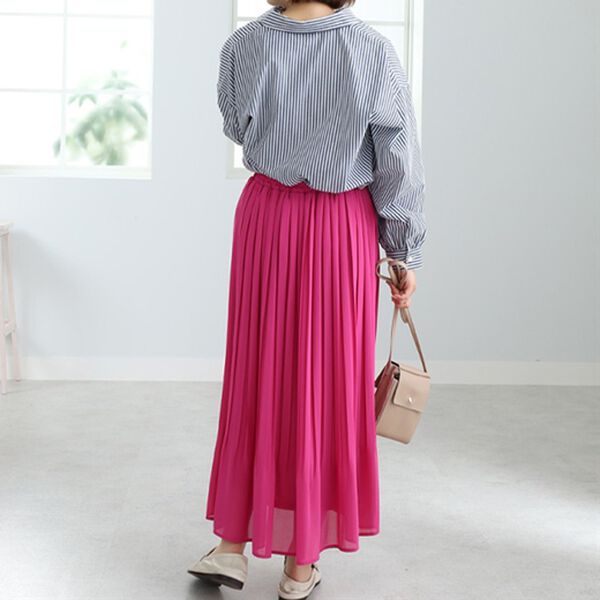 BELLUNA（ベルーナ）の「プリーツデザインカラースカート（ロングスカート）」｜詳細画像