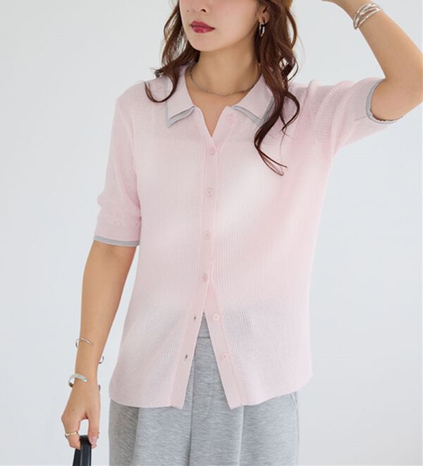 Viola e Viola（ヴィオラ エ ヴィオラ）の「アソートシアーリブニットポロシャツ（ポロシャツ）」｜詳細画像