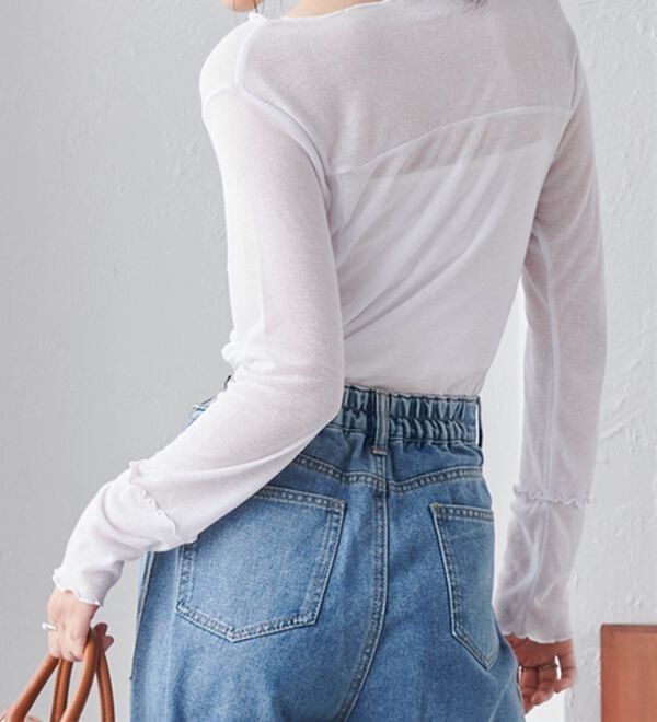 RANAN（ラナン）の「ギャザーデザインシアーTシャツ（Tシャツ）」｜詳細画像