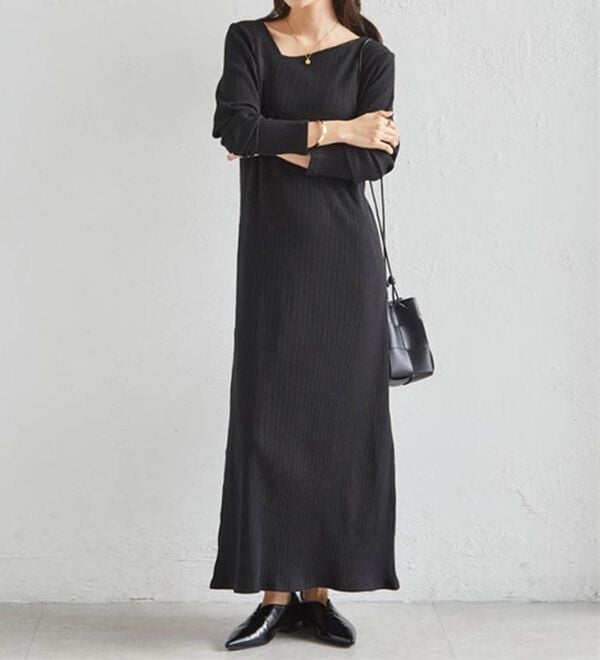 RANAN（ラナン）の「アシメネックリブワンピース（ロングワンピース）」｜詳細画像