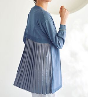 BELLUNA（ベルーナ）の「スタイルアップ！バックプリーツカーディガン（ニットカーディガン）」｜ブルー