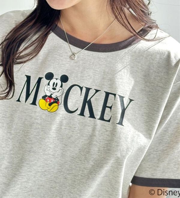 GeeRA（ジーラ）の「【Disney/ディズニー】別注/Mickey Mouse＆Minnie Mouse/リンガープリントTシャツ（カットソー）」｜詳細画像