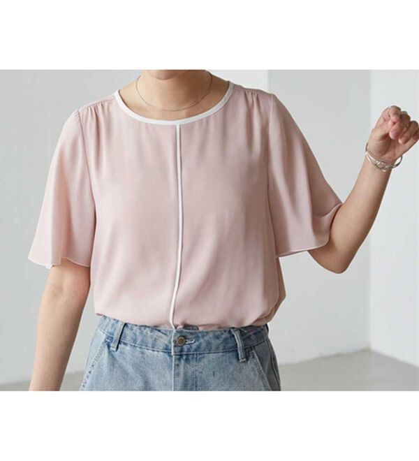 RANAN（ラナン）の「ひんやり！配色ディテールインナー付ブラウス（ブラウス）」｜詳細画像