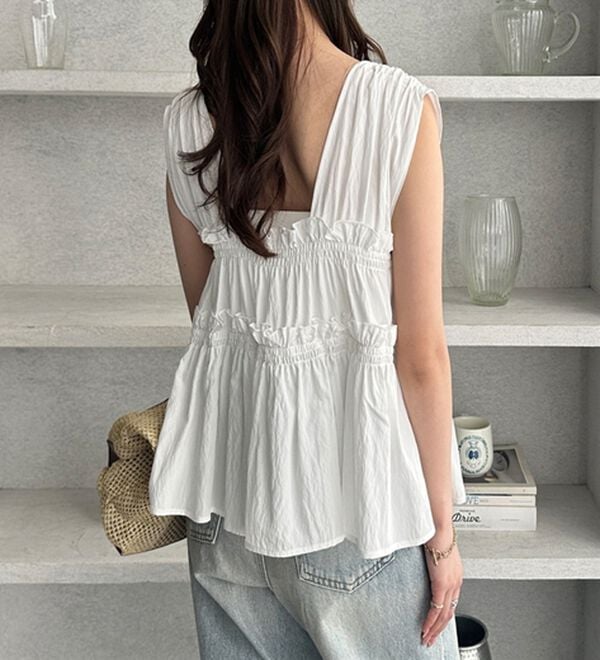 GeeRA（ジーラ）の「ギャザーリボンノースリブラウス（ブラウス）」｜詳細画像