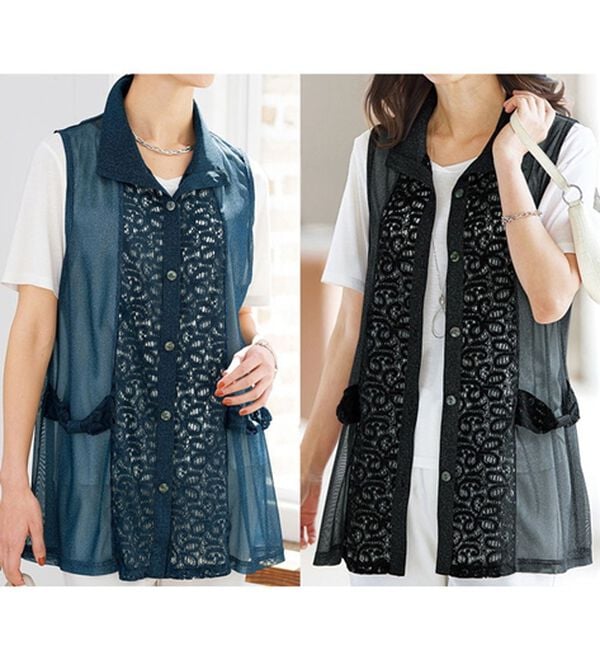 BELLUNA（ベルーナ）の「【２枚組】レース使いサマーベスト（ベスト）」｜2枚組