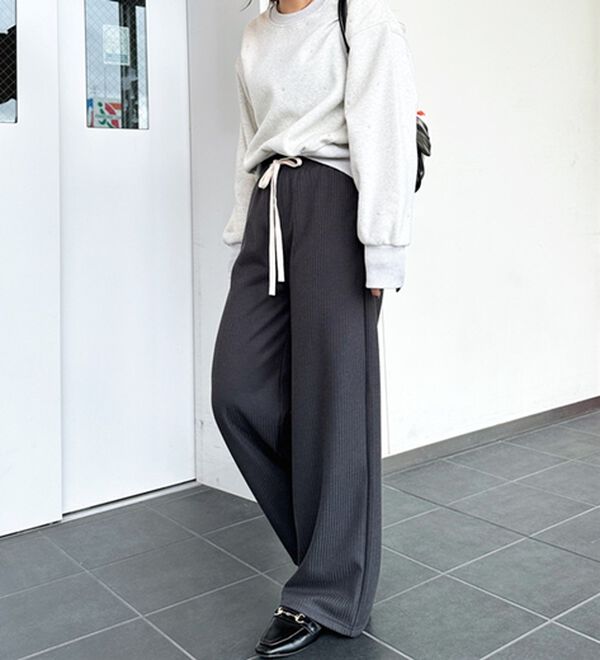 GeeRA（ジーラ）の「ふわふわあったか！裏起毛リブワイドパンツ（フルレングスパンツ）」｜詳細画像