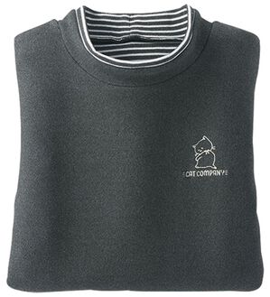 BELLUNA（ベルーナ）の「ふんわりなめらかネコちゃん刺しゅうチュニック（チュニック）」｜チャコール