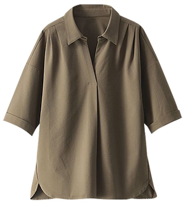 BELLUNA（ベルーナ）の「エアリーサッカー素材スキッパーブラウス（ブラウス）」｜詳細画像