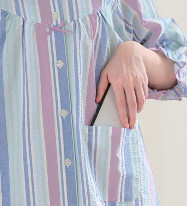 LAVIENNE（ラヴィエンヌ）の「サラッと涼感、綿１００％サッカーパジャマ（パジャマ・ルームウェア）」｜詳細画像