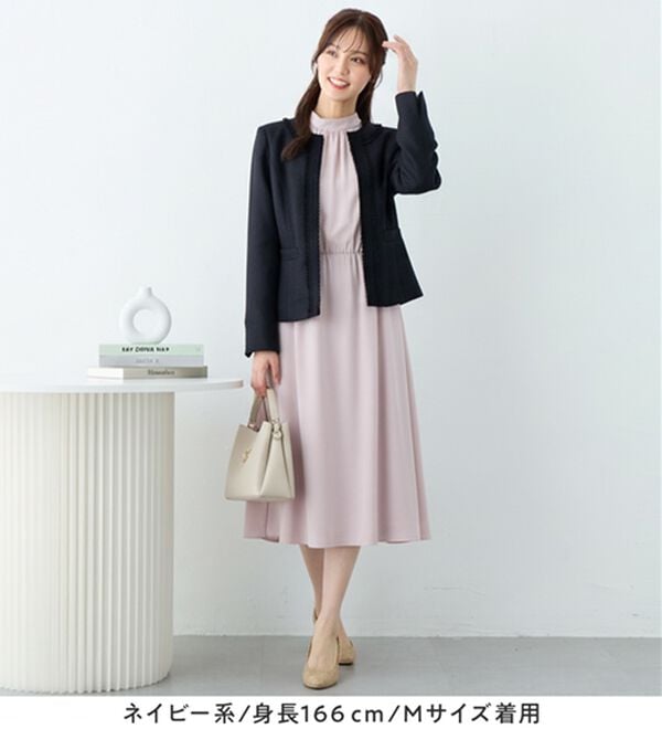 alotta（アロッタ）の「【洗える】フリンジ使いツイードノーカラージャケット（ノーカラージャケット）」｜詳細画像