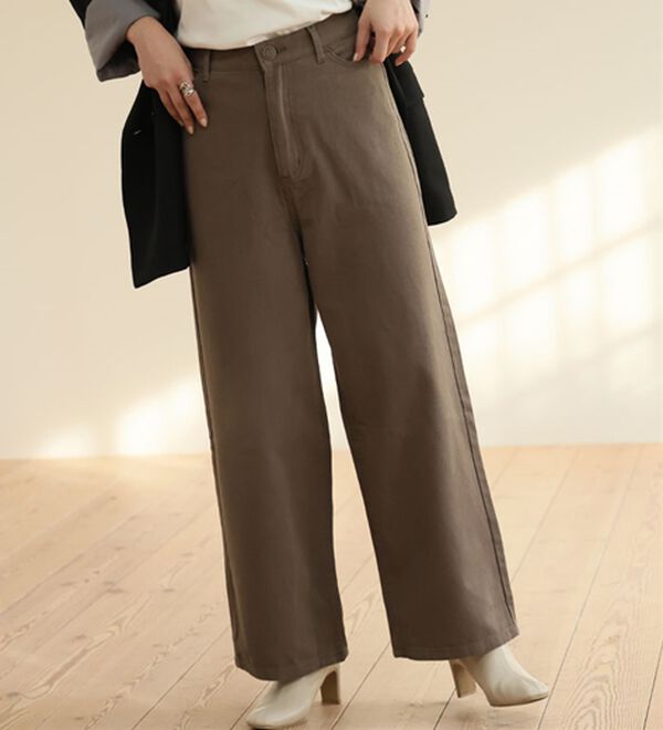 A HAPPY MARILYN（アハッピーマリリン）の「【大きいサイズ】【Ｍ～７Ｌ／選べる丈】美脚＆美尻が叶う！優勝ワイドパンツ（ワイドパンツ・ガウチョ）」｜チノ／ダークモカ