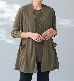 BELLUNA（ベルーナ）の「【３点セット】リネン入りロングカーディガン３点セット（アンサンブル）」｜モカ