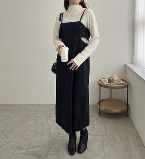 GeeRA（ジーラ）の「サイドカットアウトキャミワンピース（その他ワンピース）」｜ブラック