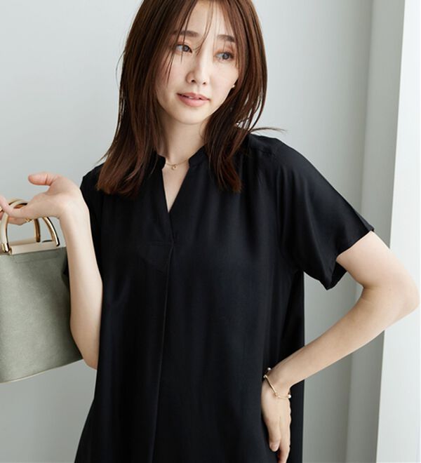 BELLUNA（ベルーナ）の「レーヨン素材スキッパーデザインワンピース（その他ワンピース）」｜詳細画像