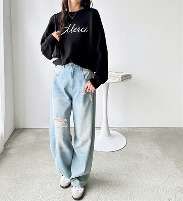 GeeRA（ジーラ）の「チェーン刺しゅうニットプルオーバー（ニット・セーター）」｜詳細画像