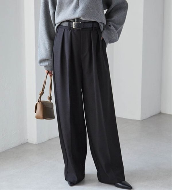 RANAN（ラナン）の「ウール調２タックワイドパンツ（フルレングスパンツ）」｜詳細画像