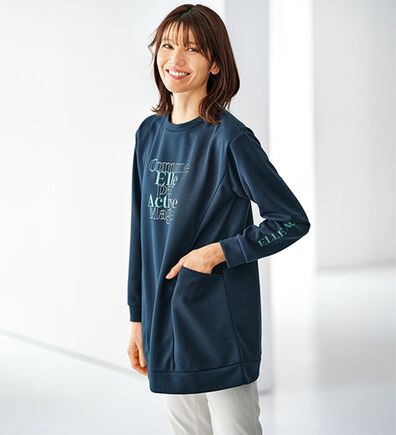 BELLUNA（ベルーナ）の「＜ＥＬＬＥ　Ａｃｔｉｖｅ＞かのこロゴプリントチュニック（チュニック）」