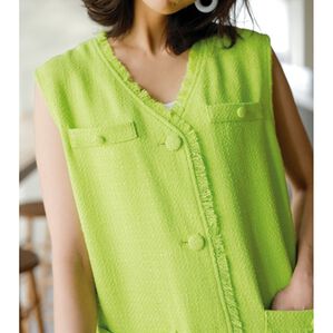 RANAN（ラナン）の「サマーツイードロングベスト（ベスト）」｜ライムグリーン
