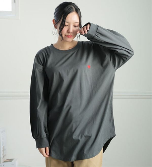 A HAPPY MARILYN（アハッピーマリリン）の「【Ｌ～８Ｌ／選べるデザイン】綿１００％ロングＴシャツ（Tシャツ）」｜詳細画像