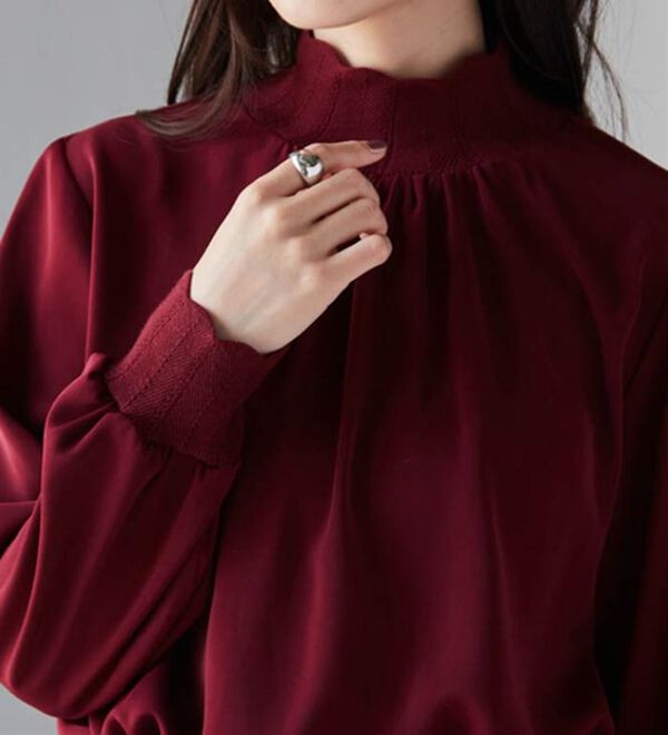 RANAN（ラナン）の「スカラップリブニット使いブラウス（ブラウス）」｜詳細画像