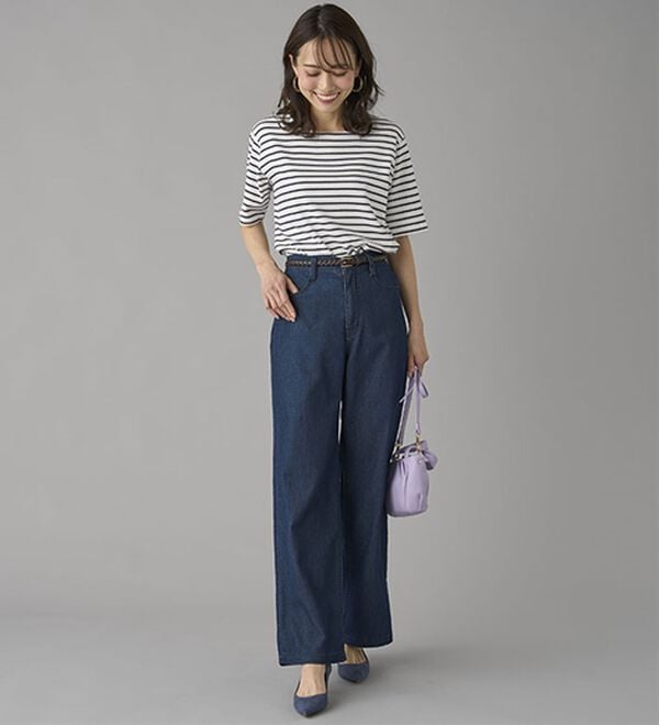 BELLUNA（ベルーナ）の「新感覚！メッシュデニムワイドパンツ（フルレングスパンツ）」｜詳細画像