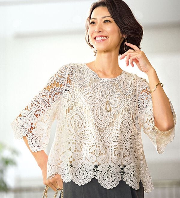 BELLUNA（ベルーナ）の「クロシェ編みプルオーバー（ニット・セーター）」｜詳細画像