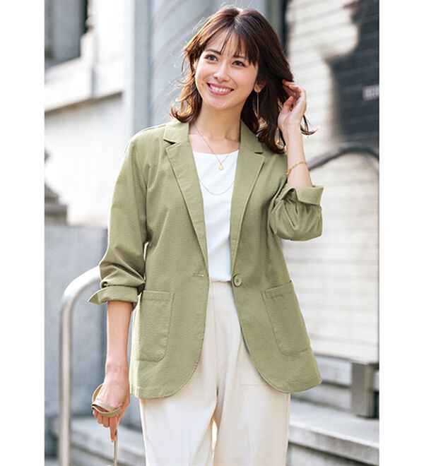 BELLUNA（ベルーナ）の「涼しげサッカー素材ウォッシャブルサマージャケット（その他ジャケット）」｜詳細画像