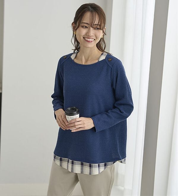 BELLUNA（ベルーナ）の「異素材重ね着風チュニック（チュニック）」｜詳細画像